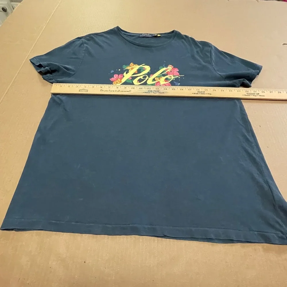 Polo Ralph Lauren Men's Size Large Navy‎ Painted Logo Graphic T Shirt